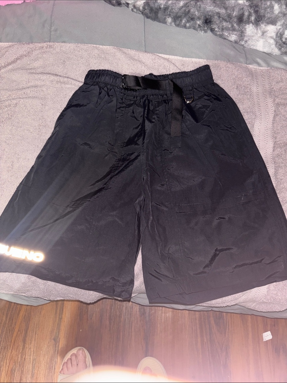 Bueno Black Athletic Shorts with Integrated Belt